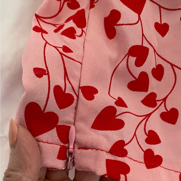 SHEIN pink red heart print all over crop top, size S Barbiecore festival summer - Picture 11 of 14